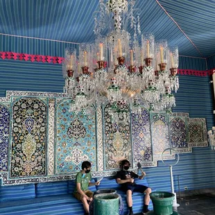 The baccarat chandelier in Ms Duke&apos;s dining rm