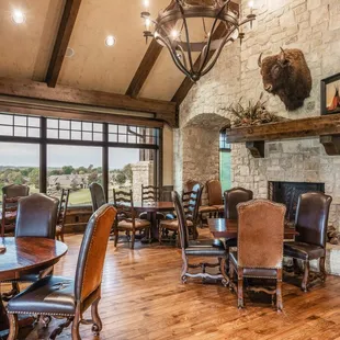 The Buffalo Bar at the Clubhouse overlooking the golf course and Grand Lake