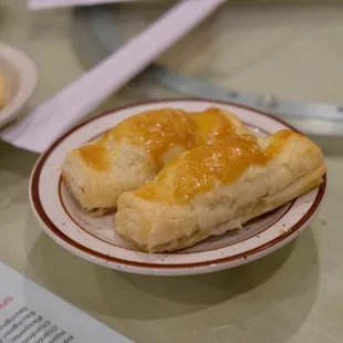 a plate of pastries on a table