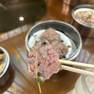 Beef Ball with Water Cress cross section