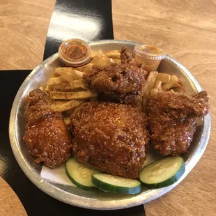 Leg, Thigh, &amp; Wings - spicy with fries