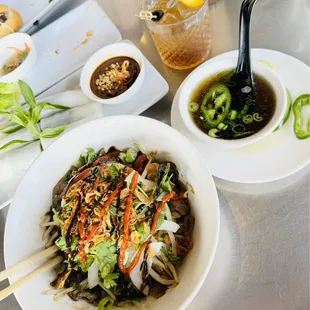 First time trying a dry noodle dish. This was the dry pho with a side of the broth. Delicious.