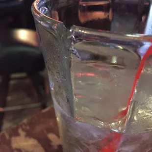 Drink served in a chipped glass
