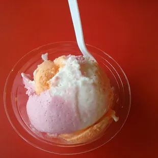 Rainbow Sherbet (white- lime, pink-raspberry, orange, well, orange!