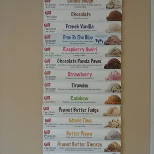 Current Icecream List. Changes weekly.