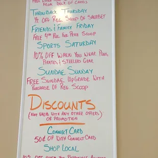 Various specials. $.50 off with Connect card