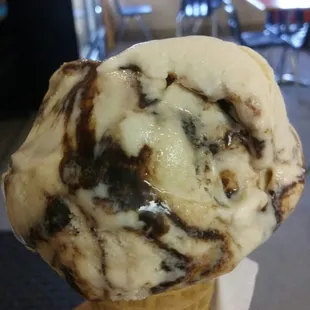 Peanut Butter  Fudge on a sugar  cone. Great for a humid day.