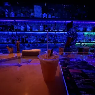 a drink in a plastic cup
