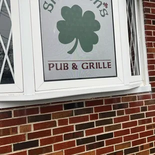 window with shamrock sign