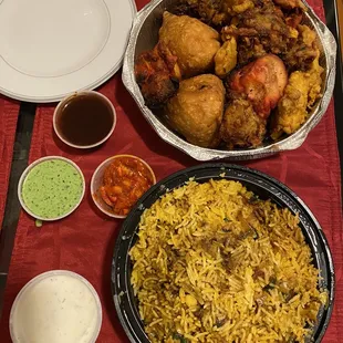 Goat Biryani and platter