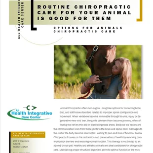 We adjust animals also. They have spines just like a human does. Take care of your animals.