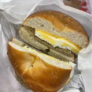 Sausage, egg, &amp; cheese bagel