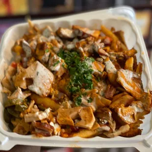 a close up of a container of food