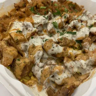 Butter chicken, chicken Shawarma Dinner banger