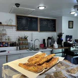 a display of baked goods in a bakery