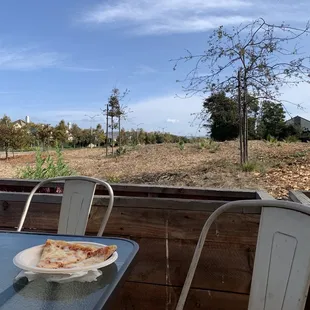 outdoor seating next to the bicycle and pedestrian greenway!