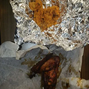 Fried chicken wing and rotisserie chicken wing. I wanted to try both.