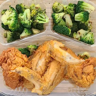 8'17'2022 2 piece fried chicken and a side of broccoli.