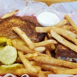 Triple Grilled Cheese with Fries