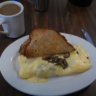 Me mushroom and Swiss omelette.