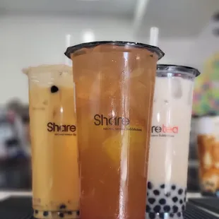 a variety of bubble teas