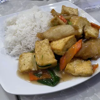 Fish Filet with Tofu over Rice