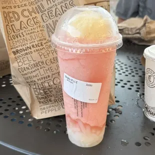 Strawberry ice cream boba