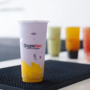 a smoothie in a plastic cup