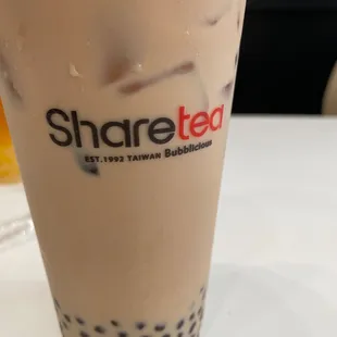 Okinawa pearl milk tea with mini boba