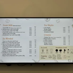 Menu and adjustments