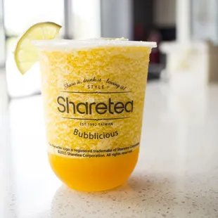 a smoothie in a plastic cup