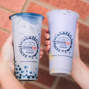Taro Milk Tea with Boba and Taro Milk Tea with Pudding