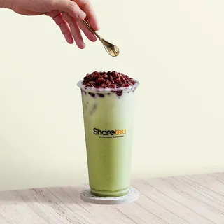 (15) Matcha Red Bean Milk Tea