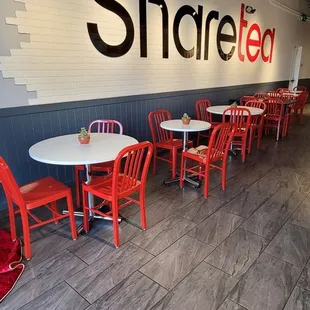 tables and chairs in a restaurant