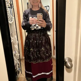 Me in my Ribbon Skirt! Proud Choctaw woman! Native owned business.