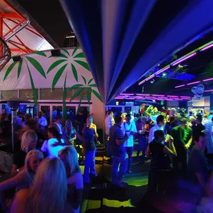 a crowd of people at a party