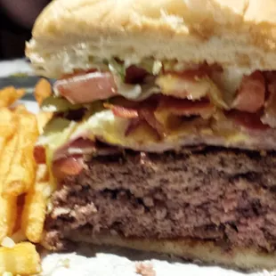 Monster Burger is 4 lbs of awesome! Burger has always been cooked perfect to our likings.  Topped with all our favorites.  Yummy