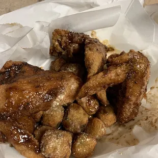 3 piece whole jerk chicken wings with Okra