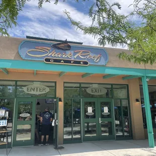 the entrance to the restaurant