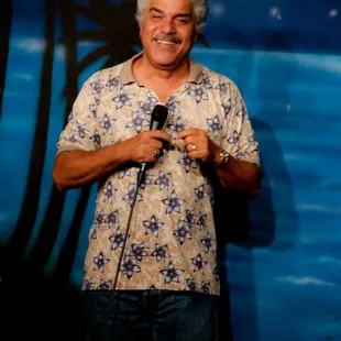 a man holding a microphone