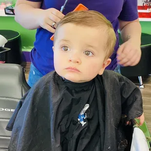 Jacob's first hair cut  did very well.