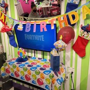 Set up for birthday hair cut