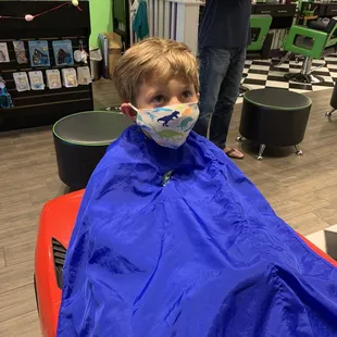 Waiting to get his hair done