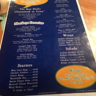 Food menu