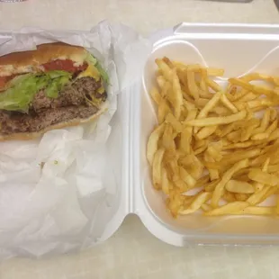 Double Burger and Fries