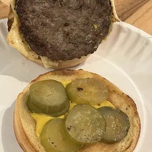 Build Your Own Sharks Burger - Double Patty, Pepper Jack Cheese, Mustard, Extra Pickles (Only 6).