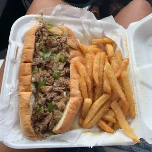 Philly cheese steak and fries