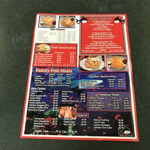 Back page of the menu