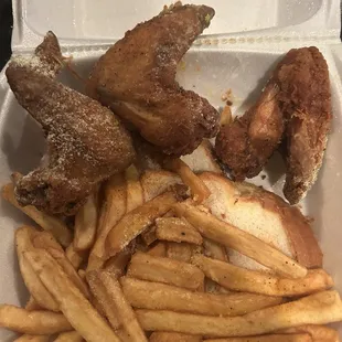 Lemon Pepper Chicken Wings and Fries