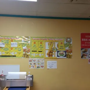 a menu on the wall
